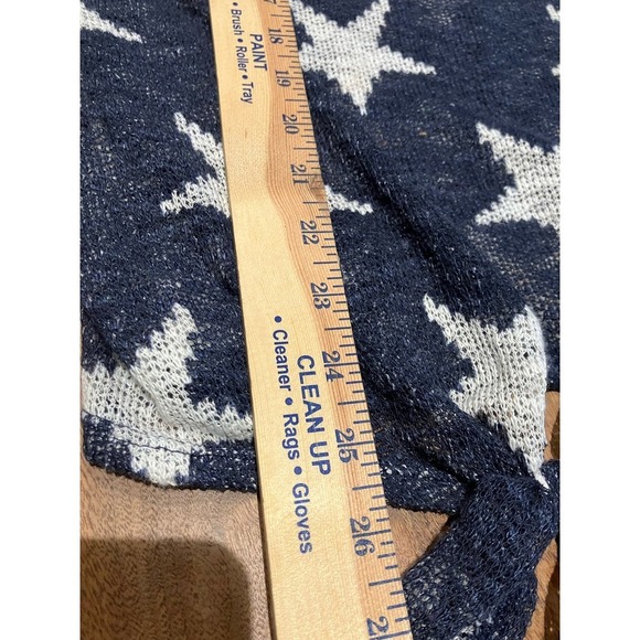 Bibi Patriotic Stars White Blue Tank Sheer Tie Bottom Women's Peek-a-boo - Picture 5 of 6